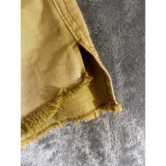 Free People Short Shorts Denim Women’s 27 Mustard Yellow Washed Distressed Fray - Picture 6 of 12